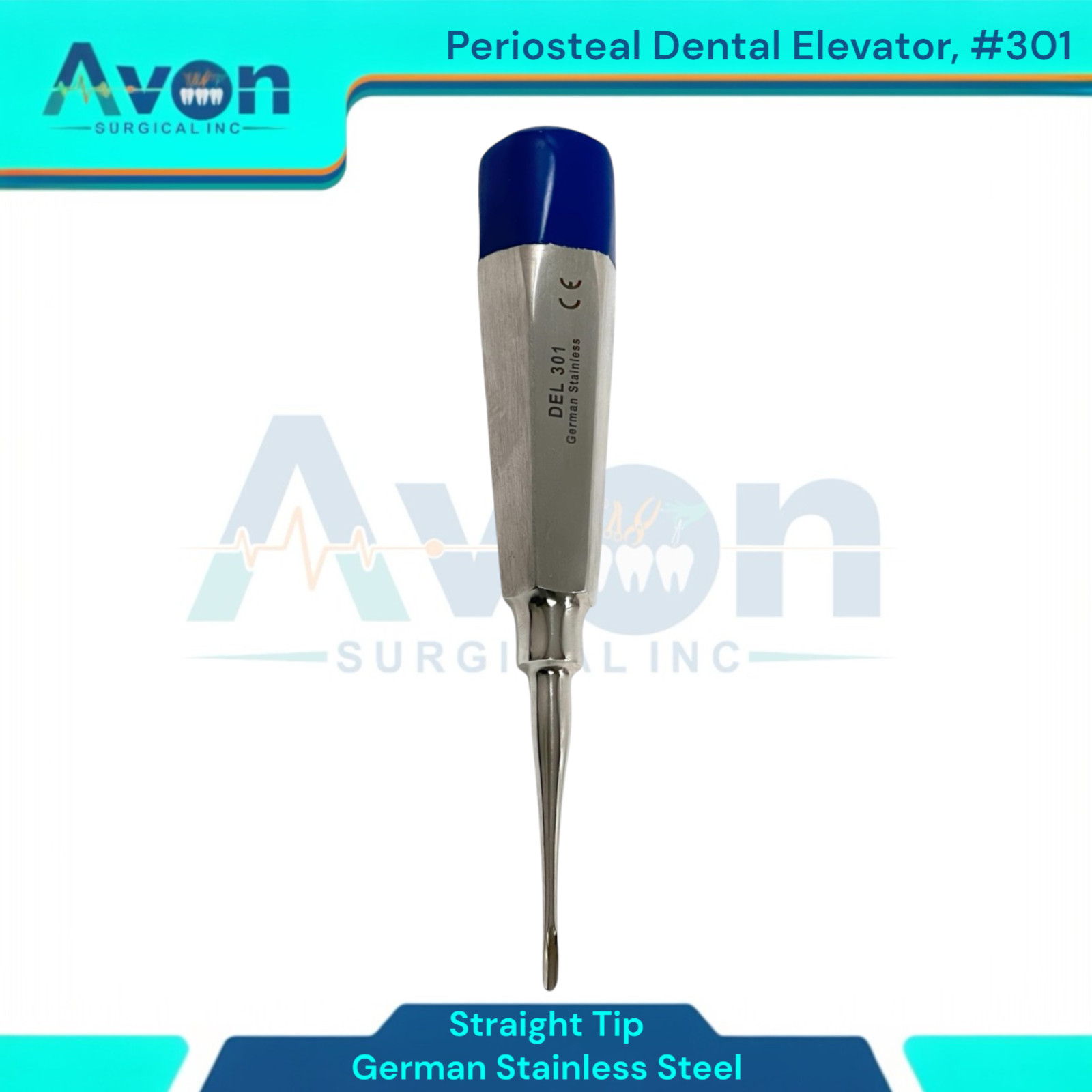No. 301 Dental Tooth Extraction Gouge Tip Elevator Pick, Blue Color-Coded, (1pc)