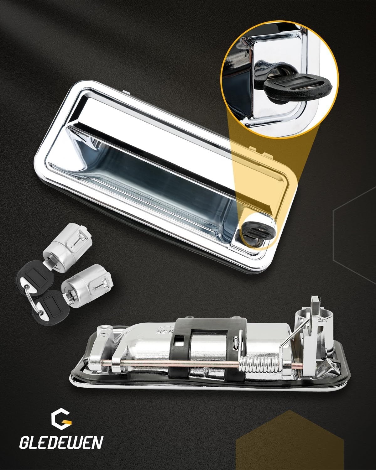 Chrome Door Handle Set Front Left Right w Lock & Keys for 1988-2001 Chevy GMC