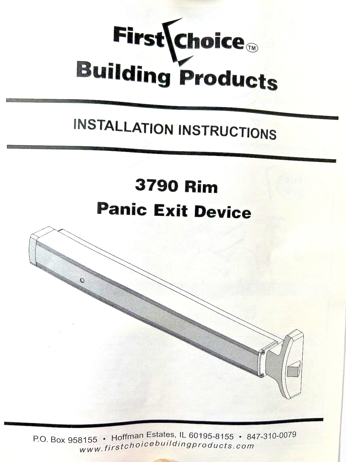 First Choice 379036-BR 36” DC13 RIM Exit Device Narrow Style Non-Handed NOS