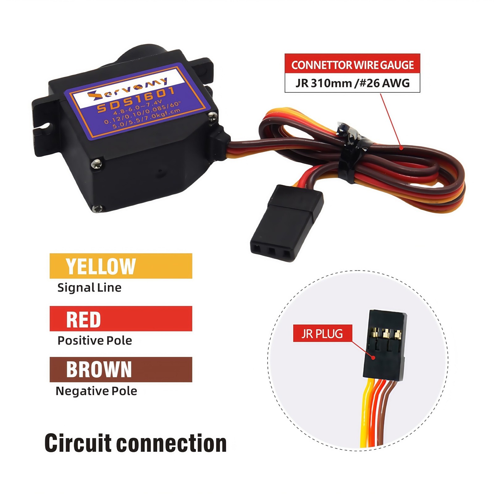 -SDS1601, High Torque Coreless Digital Micro Servo, 7.5Kgf.cm 0.07s 8.4V, Met…