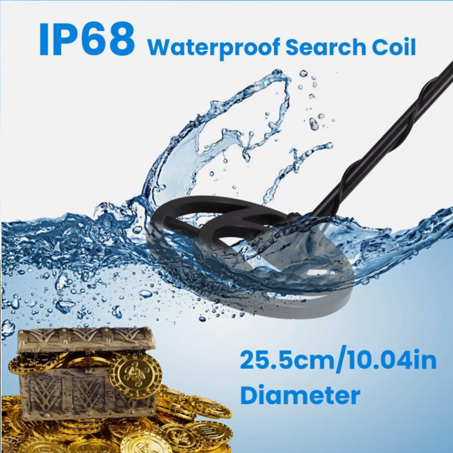 Multi-Frequency Metal Detector 10″ DD Coil Waterproof Bundle Detector for Adults