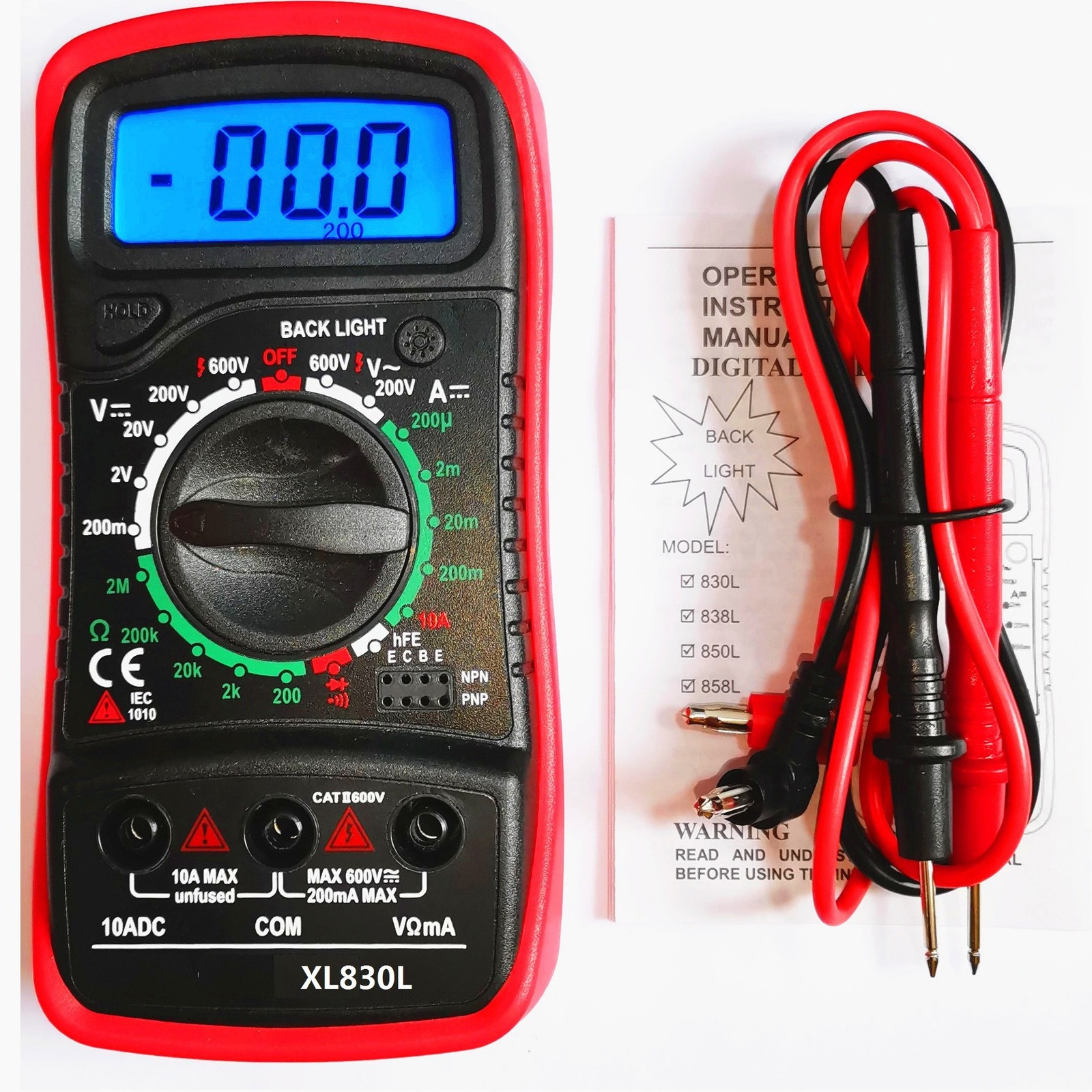 2pcs Digital Multimeters AC Voltage Meter Ammeter Ohmmeter Voltage Tester XL830L