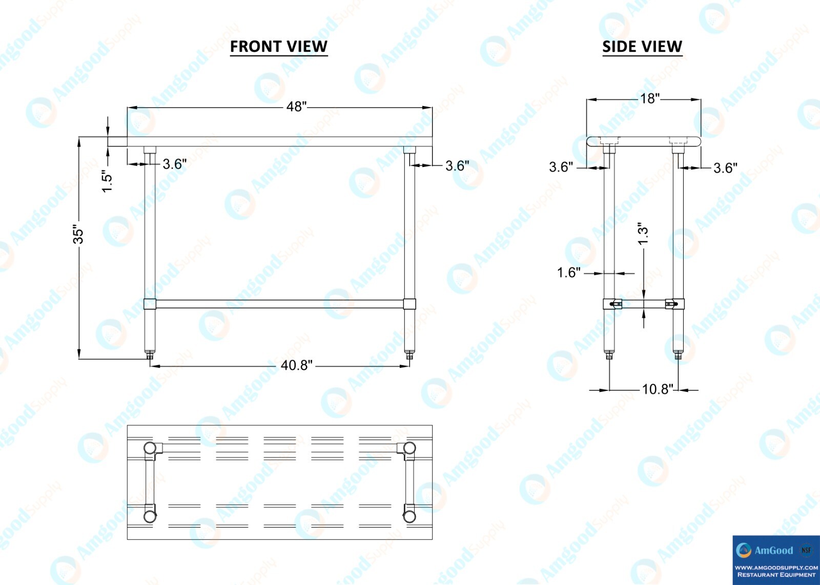 18 in. x 48 in. Open Base Stainless Steel Work Table | Residential & Commercial