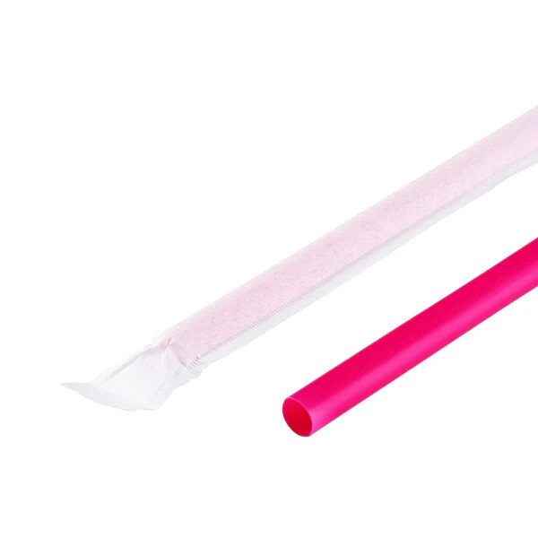 Karat 9-inch Giant Straws (8mm) Paper Wrapped – Pink – 2,500 ct, C9075 (Pink)