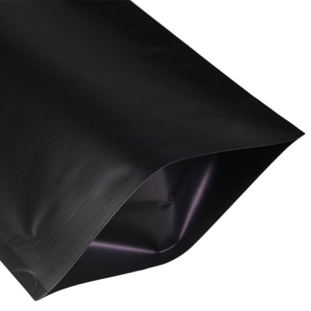 New Flat Matte Black Open Top Stand Up Mylar Bags Variety Quantity and Sizes