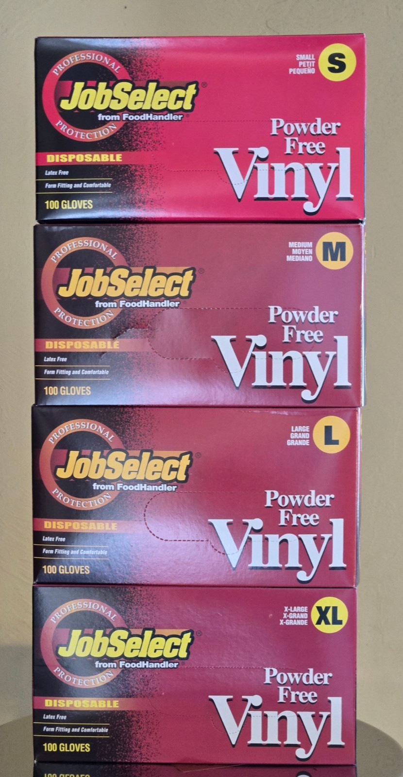 JOBSELECT Powder FREE Food Handler Vinyl Gloves 100 PER BOX S M L XL