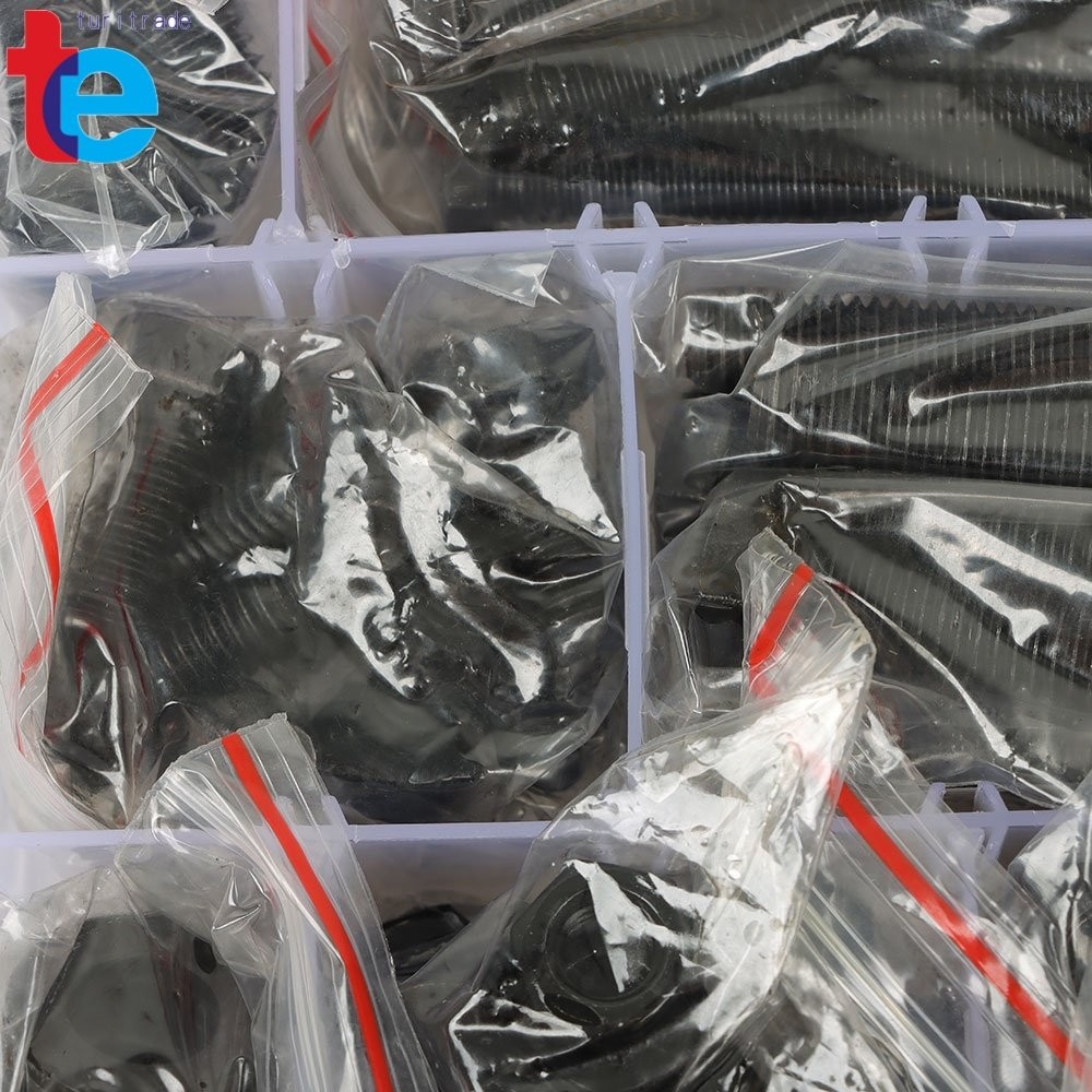 272PCS Hex Bolts Screws With Nuts Flat Lock Washers Assortment Kit 1/4 5/16 3/8