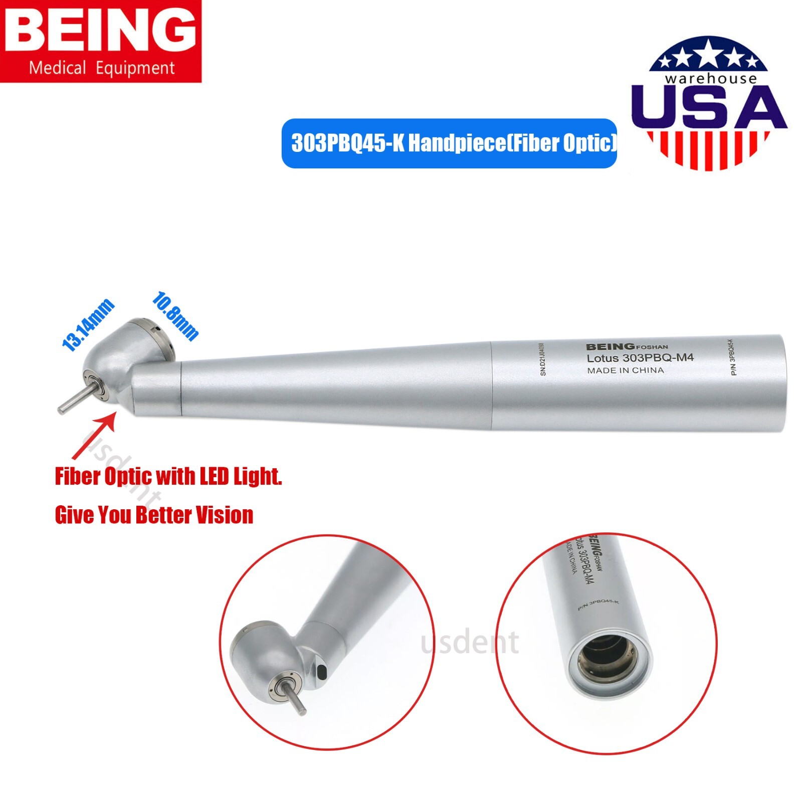 BEING Dental 45 degree Surgical Handpiece Fiber Optic Turbine For KaVo MULTIflex