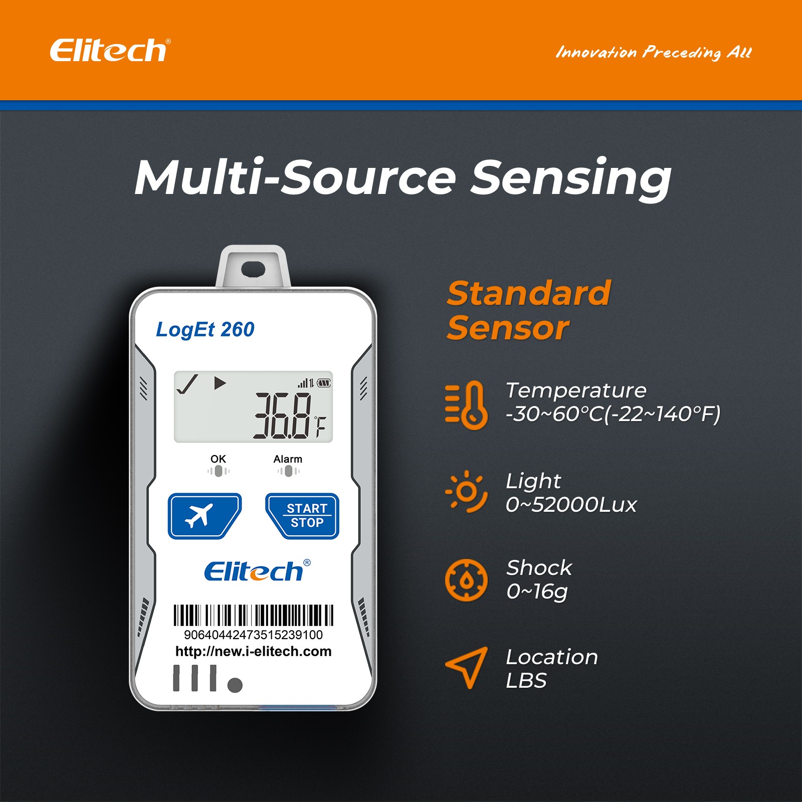 Elitech RCW-360 Plus WiFi Temperature Data Logger Internal Sensor Temp Recorder