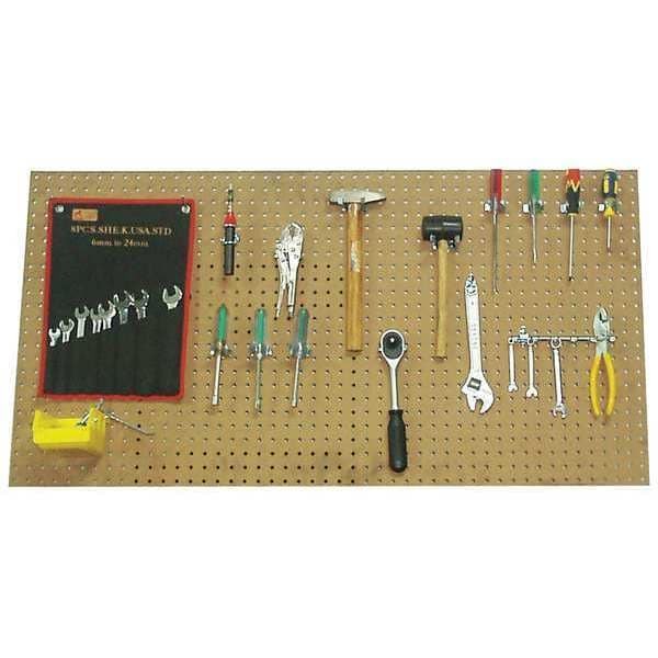 Zoro Select 6Ye32 Round Hole Pegboard, 24 In H X 48 In W X 1/4 In D, 2 Panels