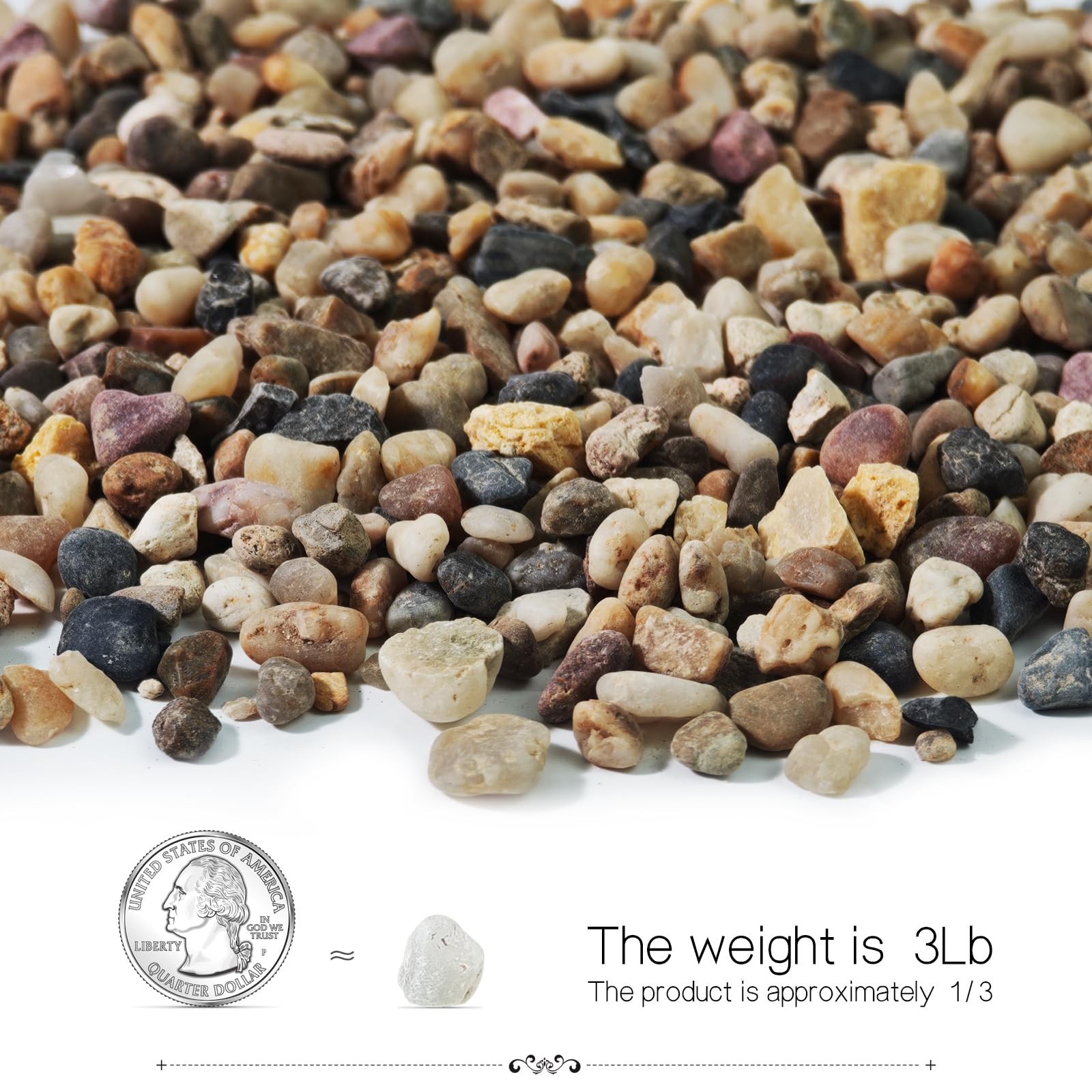 3Lb River Rocks for Succulents, Aquarium Gravel, Decorative Garden Pebbles