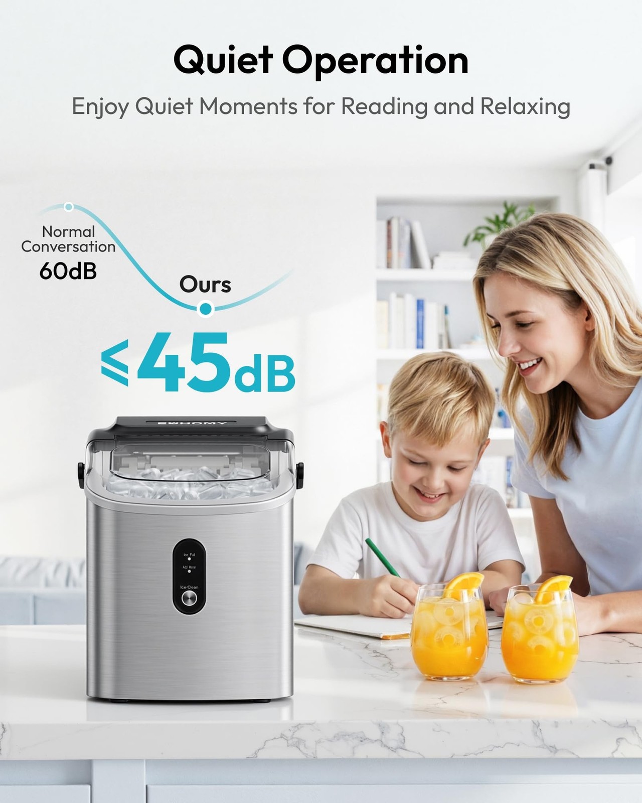 EUHOMY Ice Maker Countertop, Portable Ice Machine with Carry Handle, 26.5lbs …