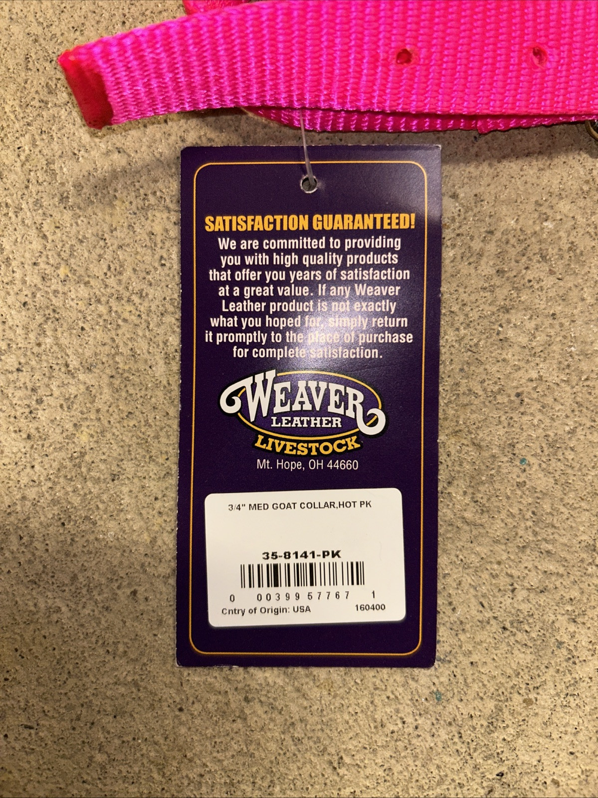 Weaver Leather Livestock Goat Collar, Hot Pink, Medium