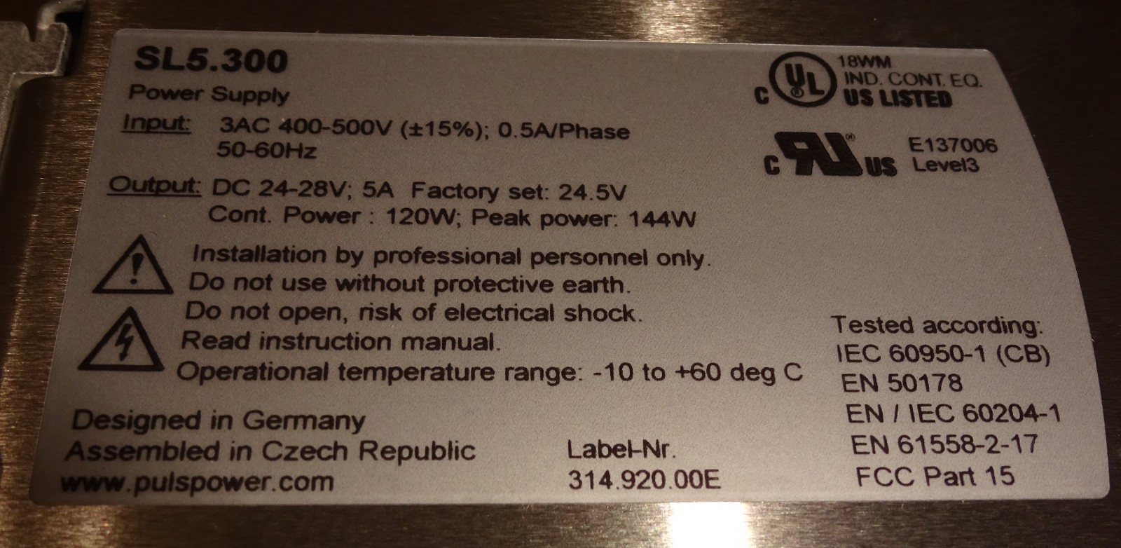 PULS SL5.300 Power Supply NEW