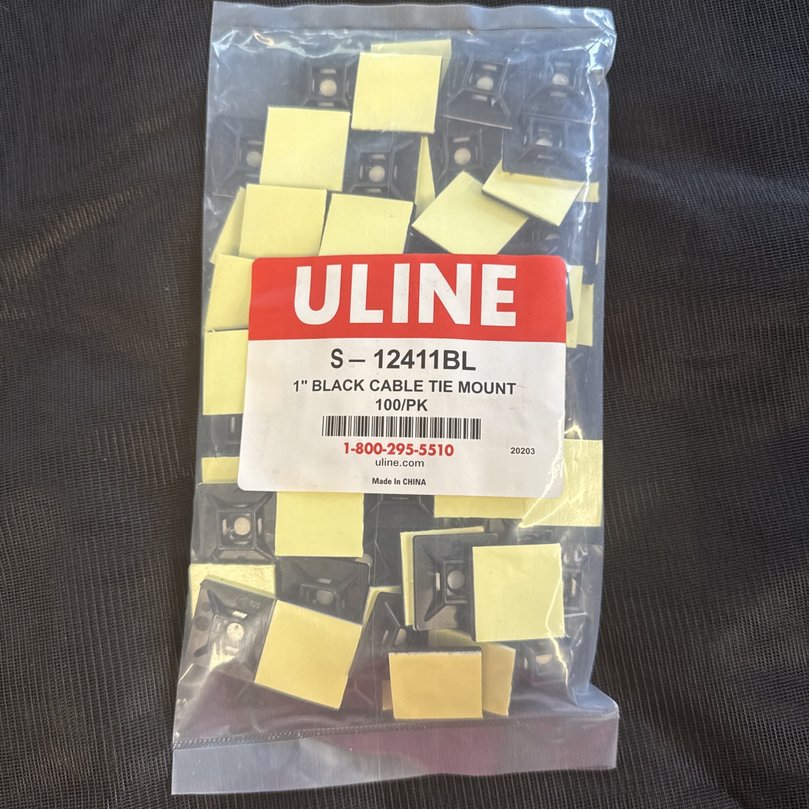 ULINE (100 PK) 1″ Inch BLACK CABLE TIE MOUNT S-12411BL