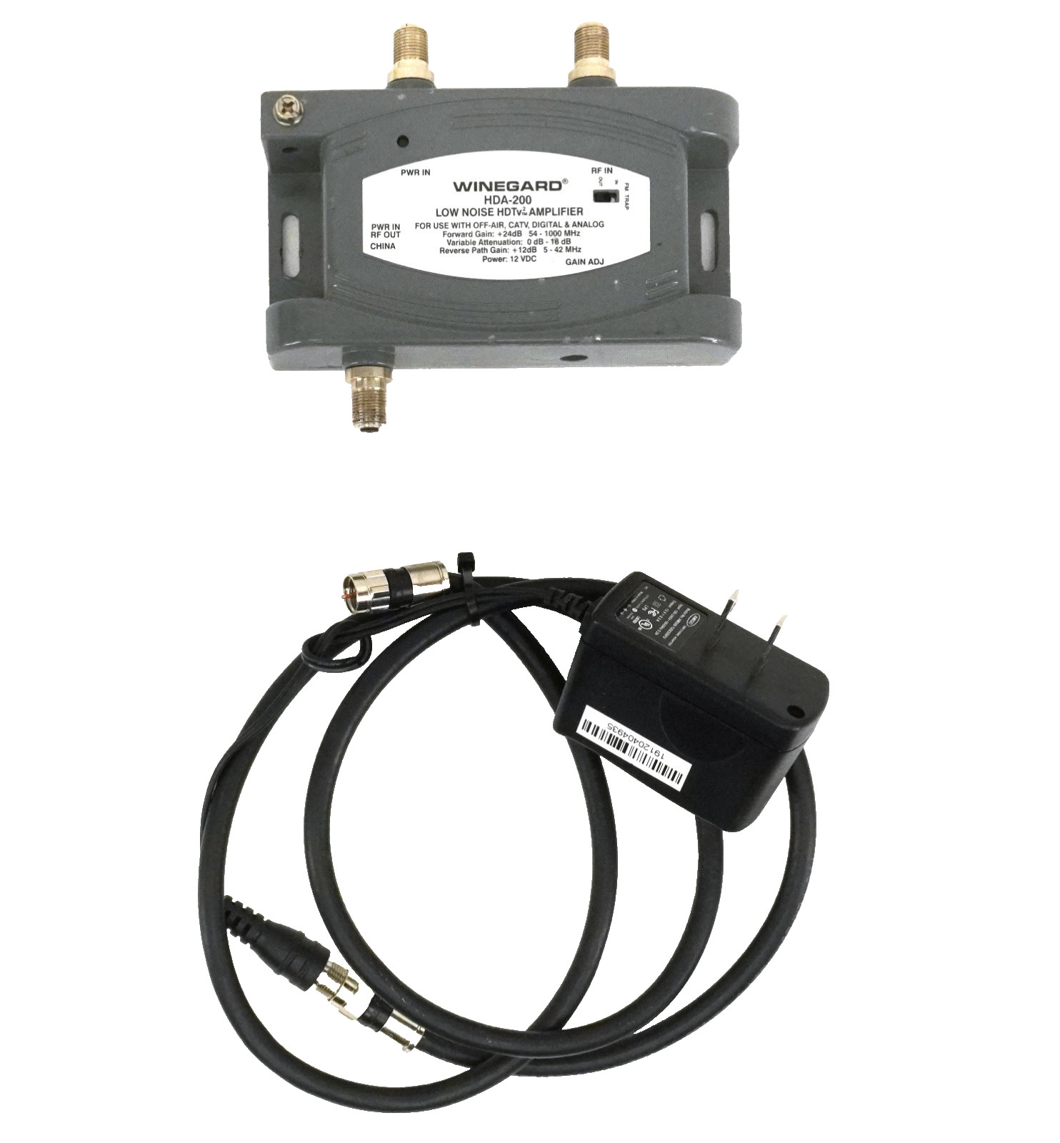 Winegard HDA-200 Low Noise HDTV Distribution Amplifier Adj. Gain 5-1000 MHz 24dB