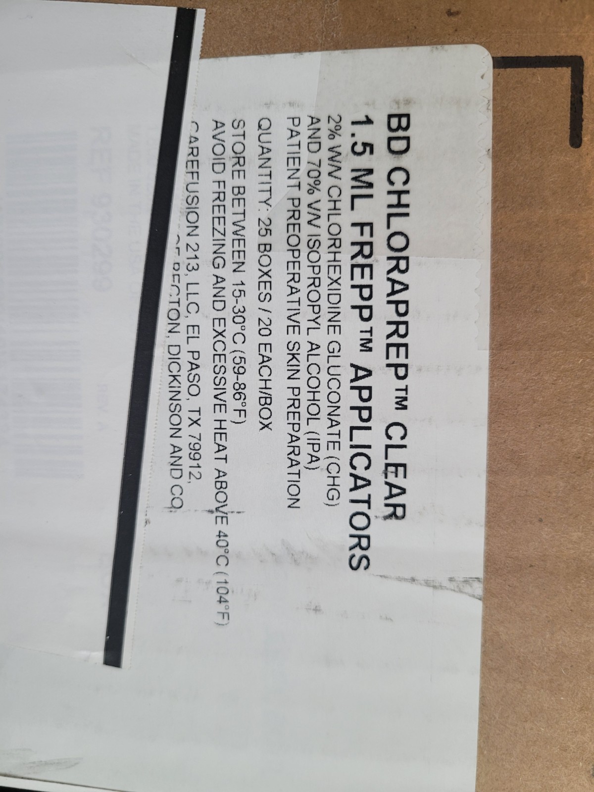 BD 930299 ChloraPrep FREPP CLEAR – 1.5mL APPLICATORS -Case of 24- Exp 08/2027