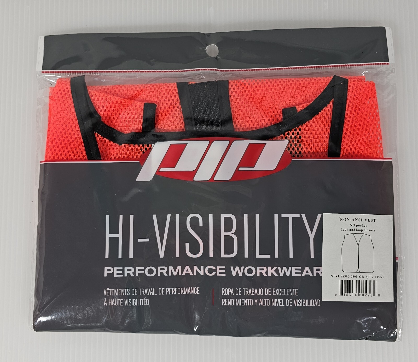 New PIP Hi-Visibility Orange Safety Vest, Mesh, One Size, NON-ANSI, New