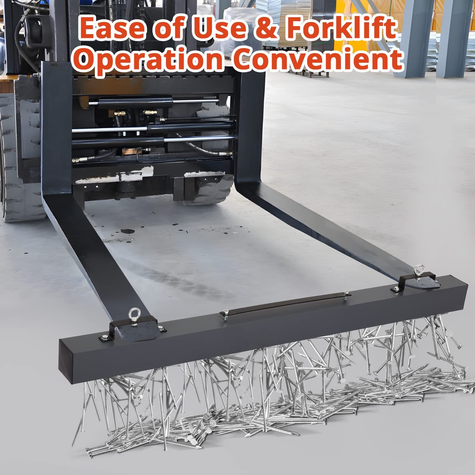 48 Inch Magnet Sweeper, Magnetic Forklift Sweeper with 120 Lbs Lifting Capacity