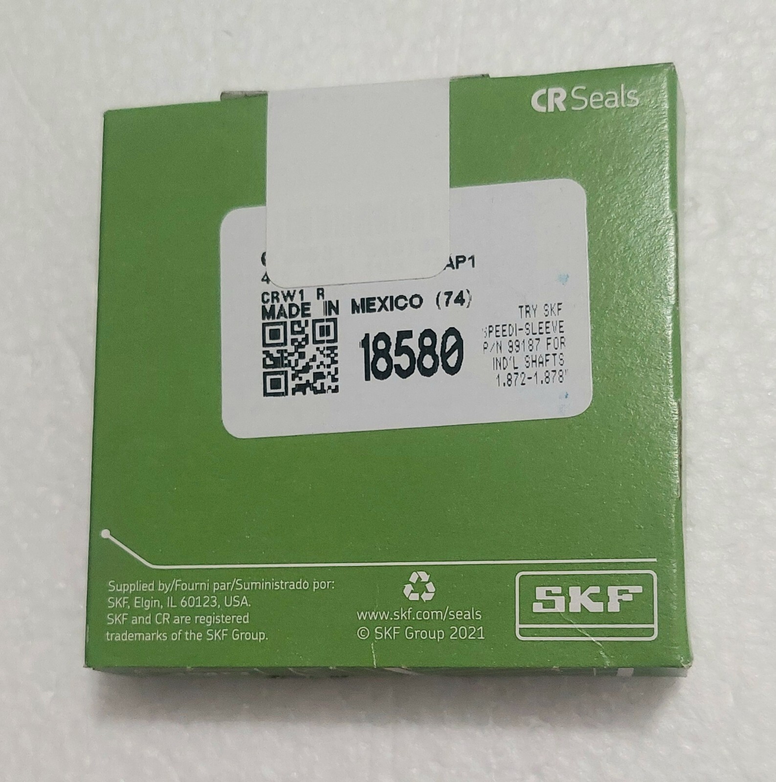 SKF 18580 CRW1 Single Lip Oil Seal – Solid, 1.875 in Shaft Dia., 2.623 in OD