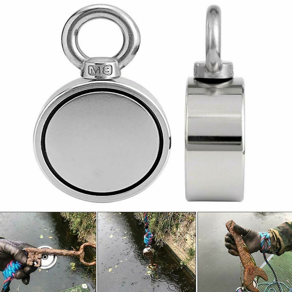 400-1200 Lbs Fishing Magnet Kit Pull Force Strong Neodymium Rope Carabiner Set