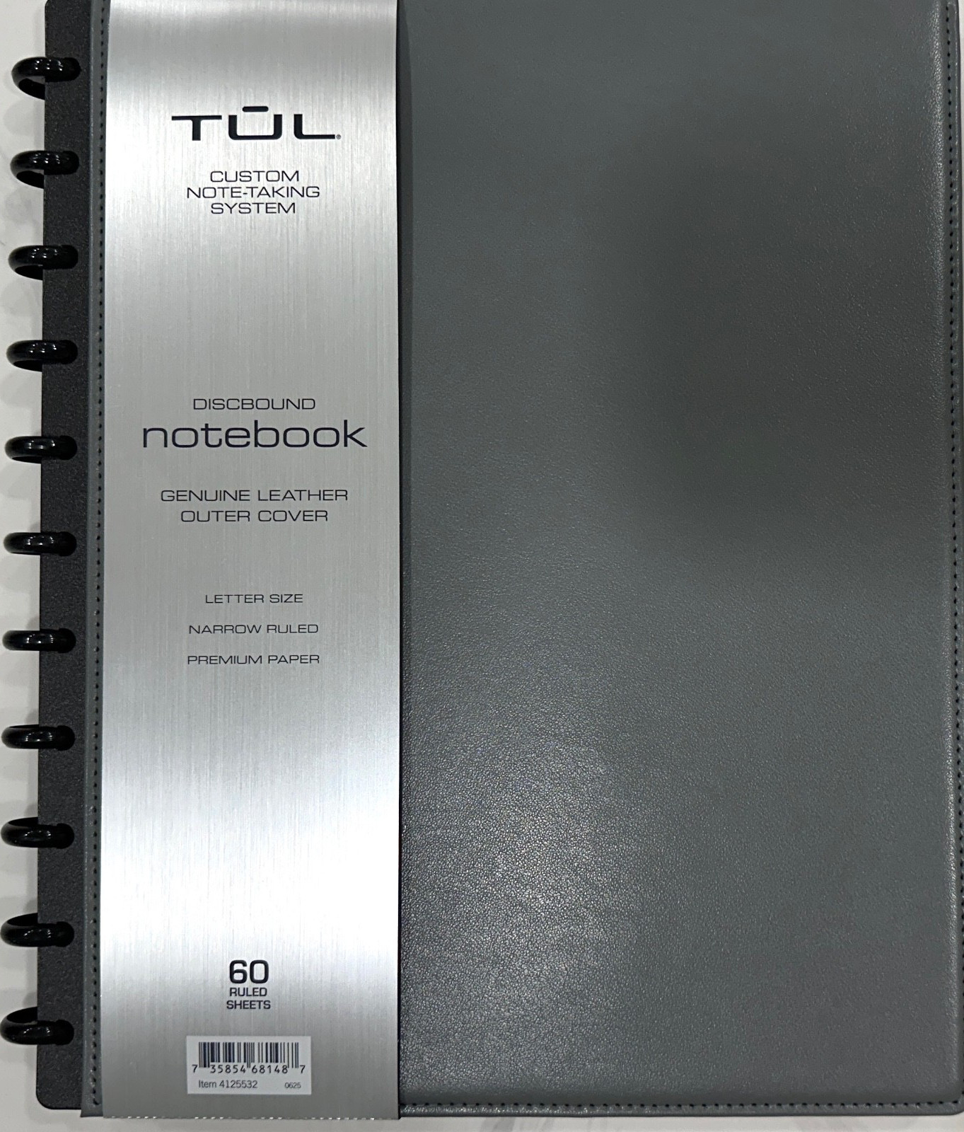 TUL Custom Note-Taking System Discbound Leather Notebook Letter Size Purple Gray