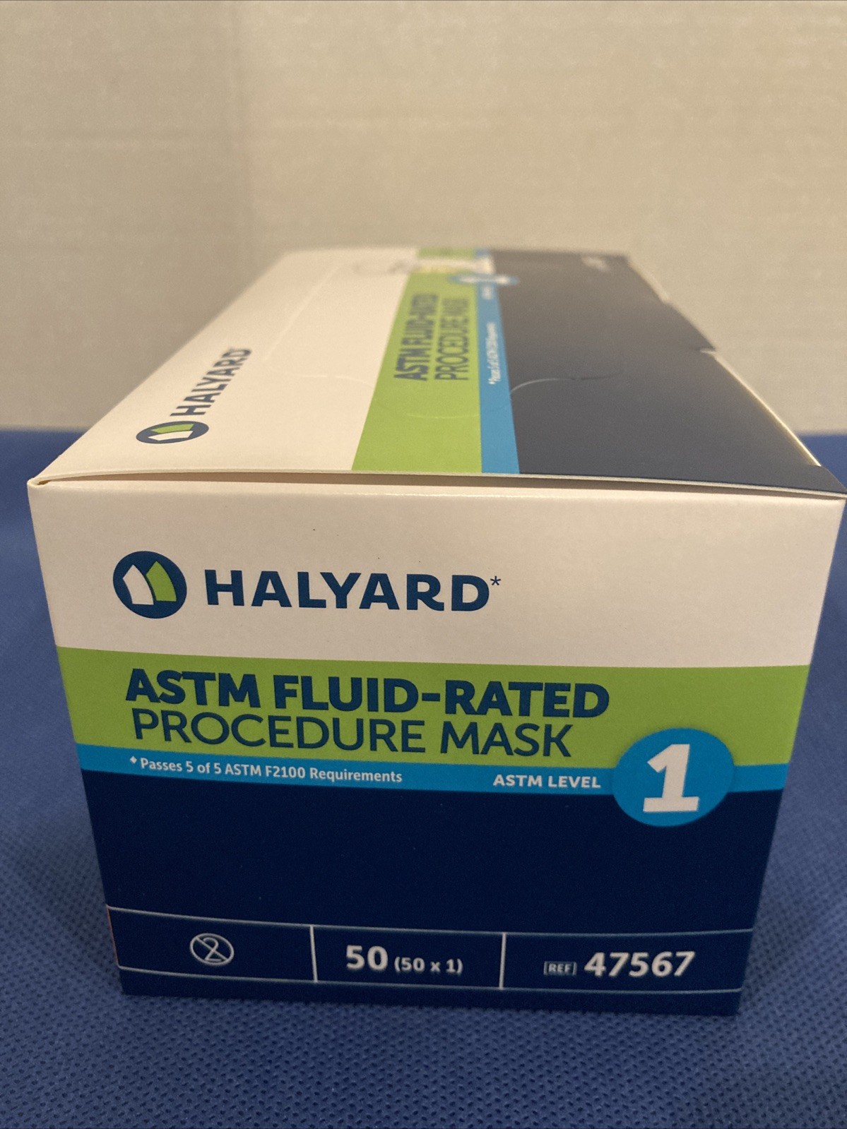 HALYARD 47567 Level 1 Disposable Procedure Mask, Earloops, Yellow, 50 Count Lot