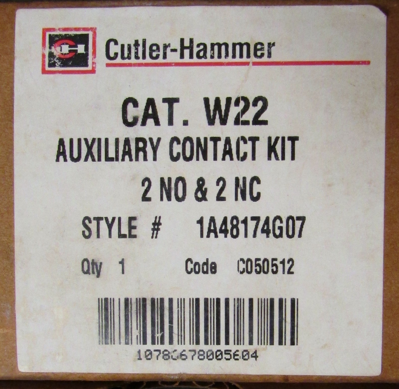 EATON CUTLER HAMMER W22 Advantage Auxiliary Contact 2 NO 2 NC 1A48174G07