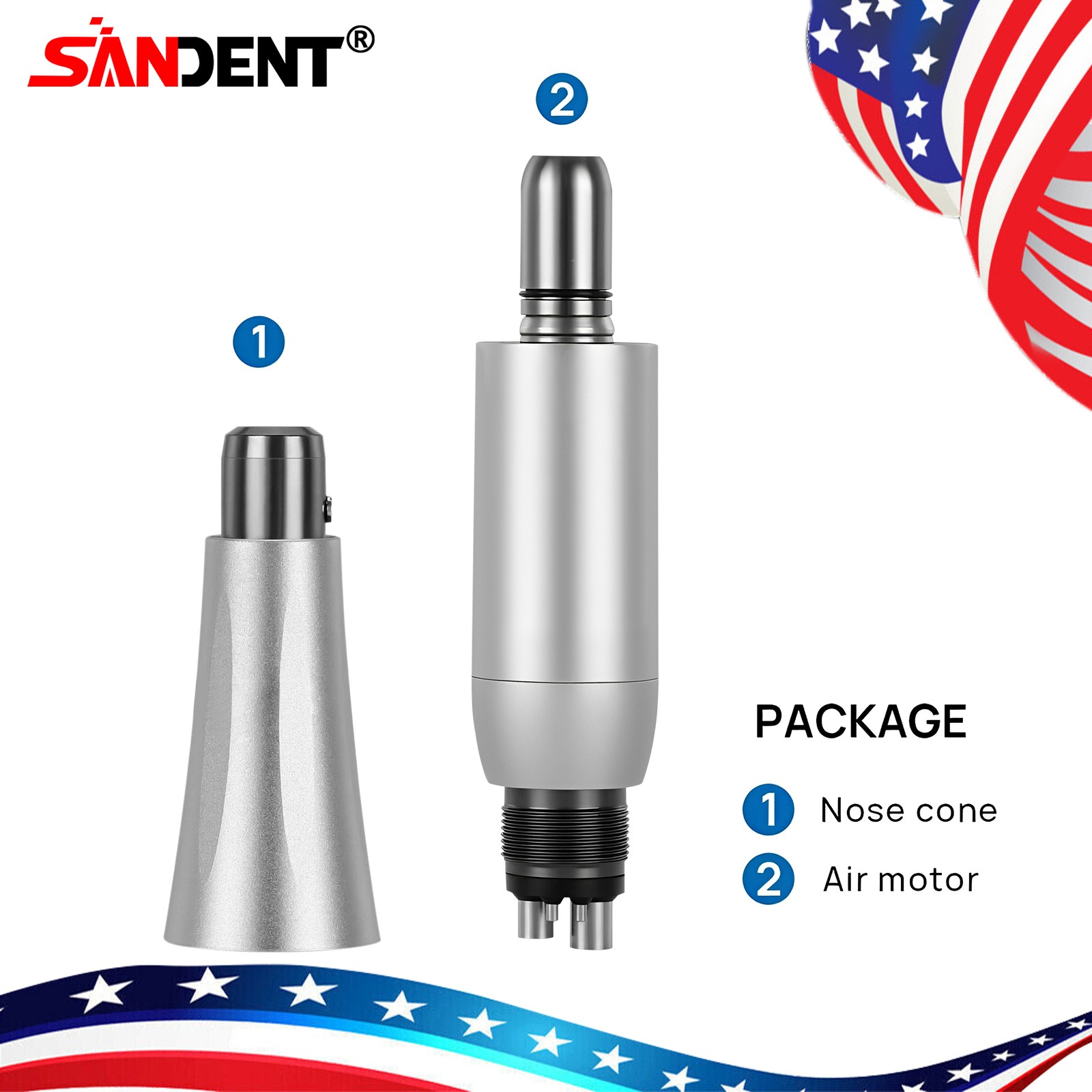 Dental 4:1 Hygiene Prophy Handpiece 360° Swivel Straight Cone Air Motor 4Holes