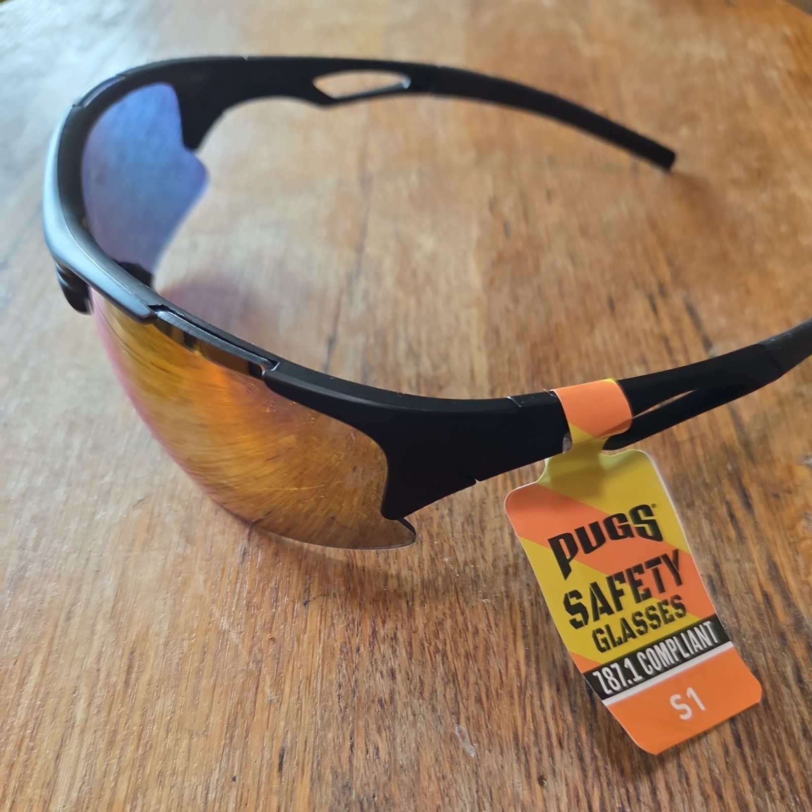 PUGS Indoor/Outdoor Safety Glasses Z87.1 Black Yellow Shatter Resistant