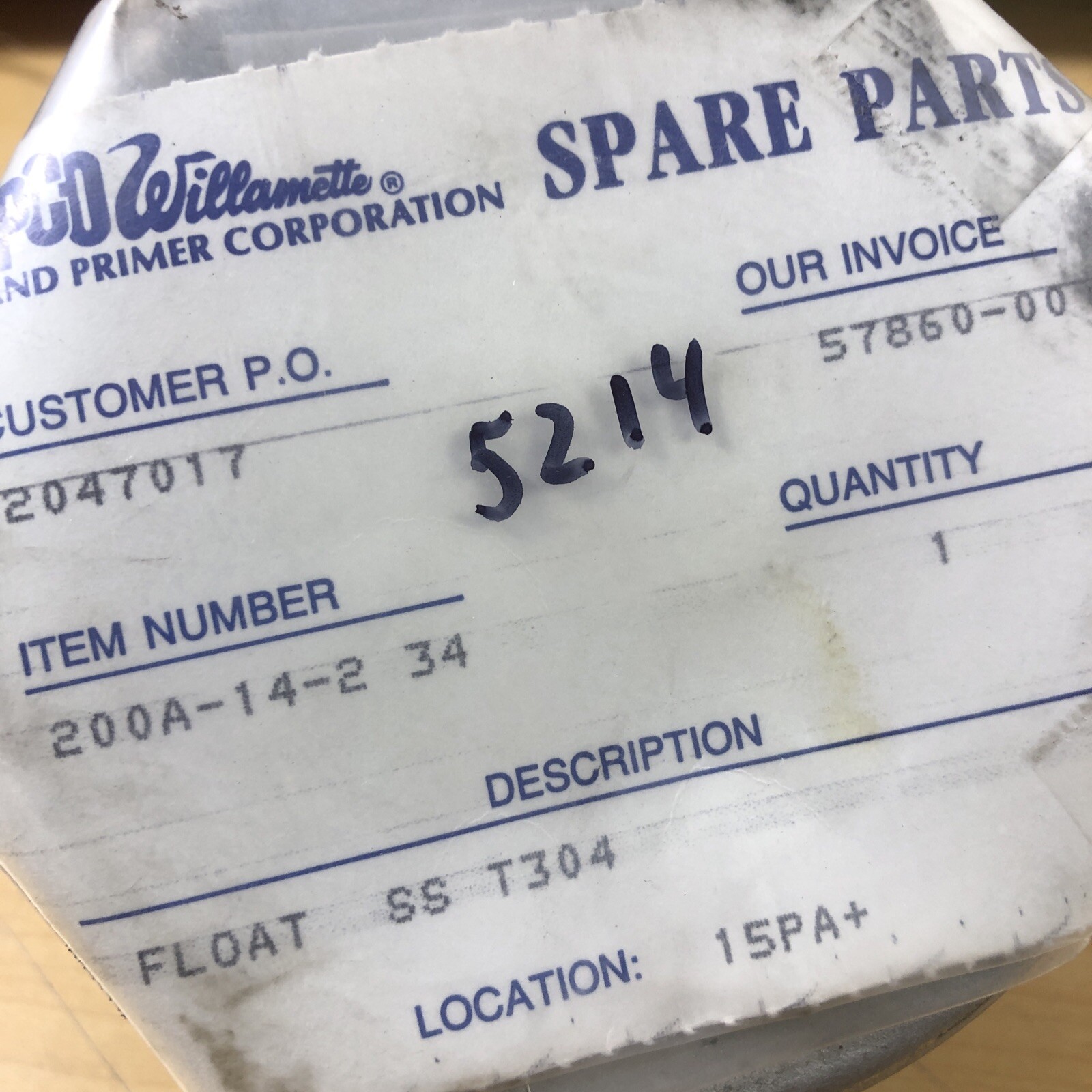 Apco Willamette 200A-14-2 T304 SS Float (5214)