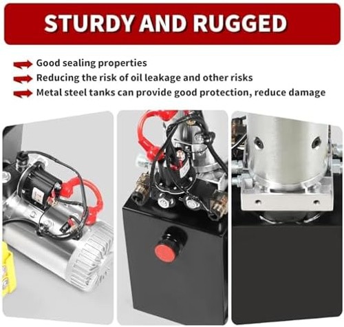 Nakkaa 12V DC Hydraulic Power Device 8 Quart Single Acting Hydraulic Dump Tra…