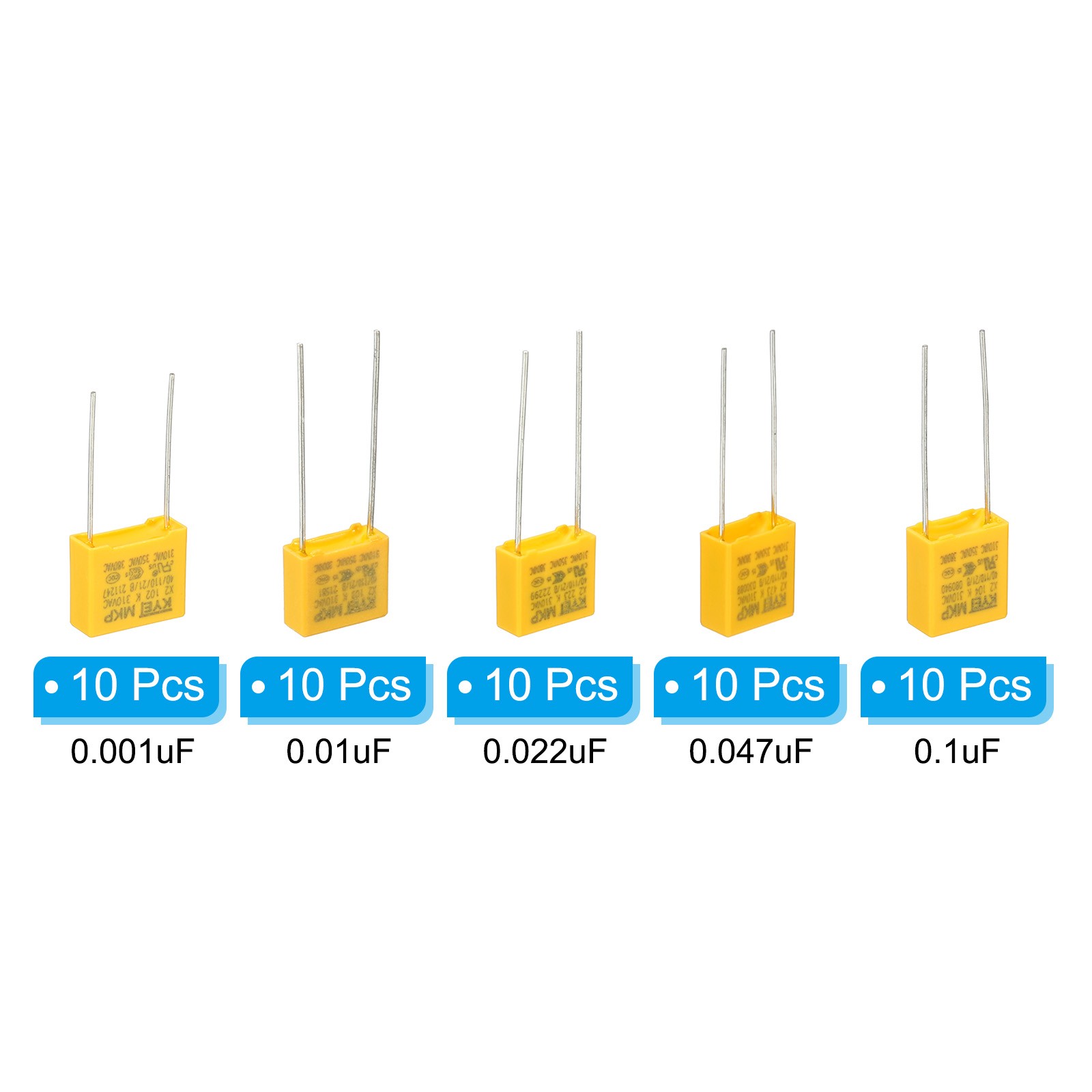 1Set/50Pcs 0.001/0.01/0.022/0.047/0.1uF Safety Capacitors