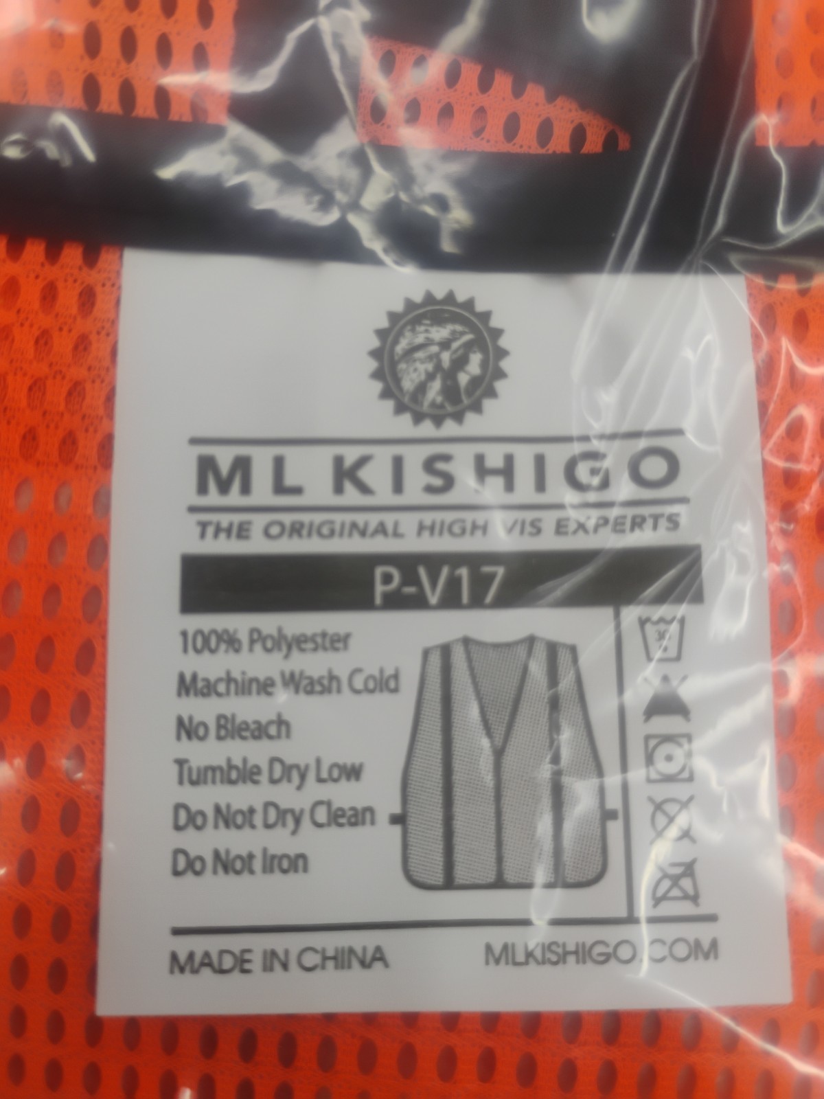 Ml Kishigo Hi Visibility Orange Mesh Safety Vest 3XL With ERT Whistle.