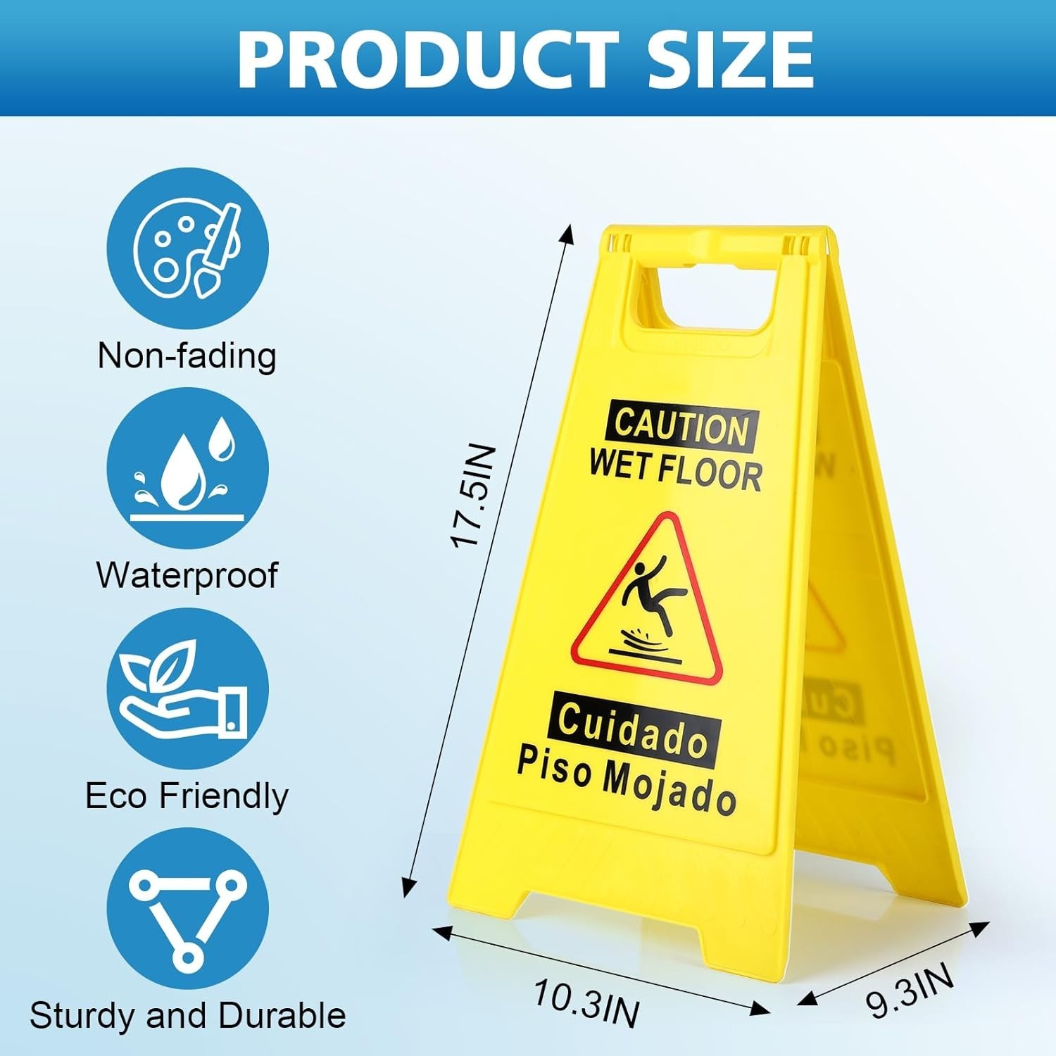 2-Pack Caution Wet Floor Sign,17.5″ Height,Bright Yellow Double-Sided Folding…