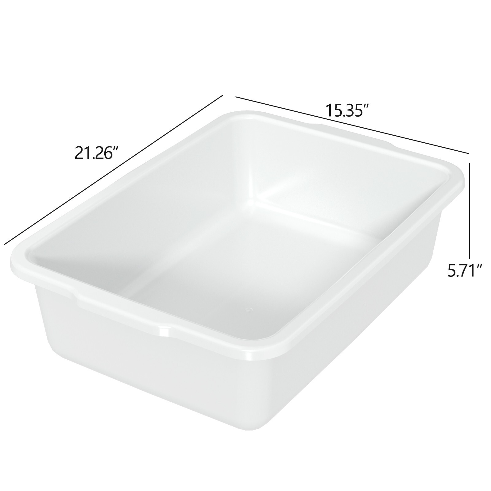 22 L Plastic Large Commercial Bus Tubs, 4-Pack Utility Tote Bus Box, White