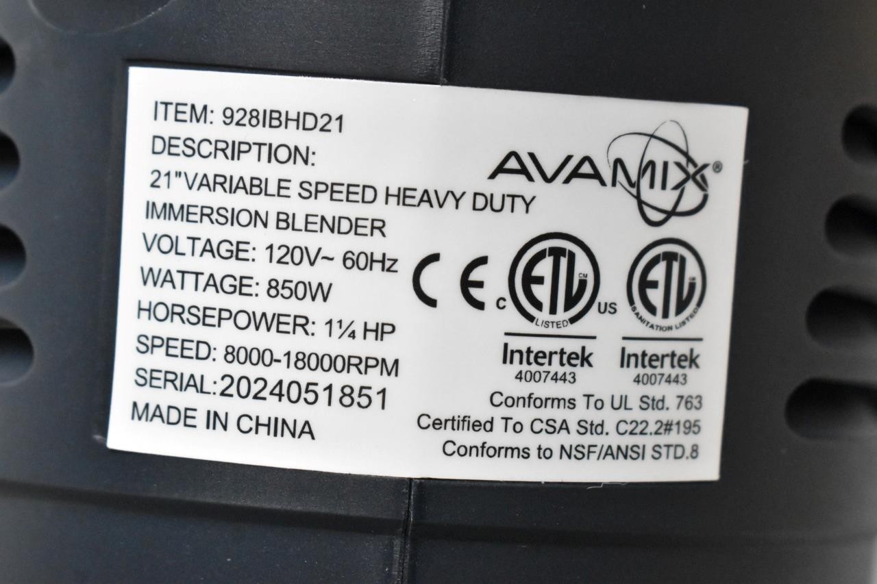 New in Box AvaMix IBHD21 21″ Heavy-Duty Variable Speed Immersion Blender 120 V