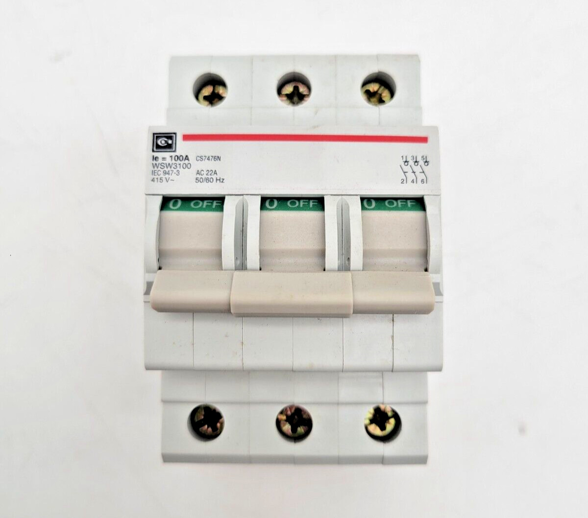Cutler Hammer WSW3100 Switch Disconnector Circuit Breaker 100 Amp 3 Pole 415 VAC