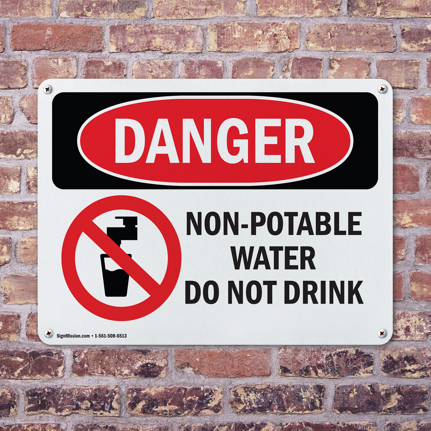 (2 Pack) Non-Potable Water Do Not Drink OSHA Danger Sign Decal Metal Plastic