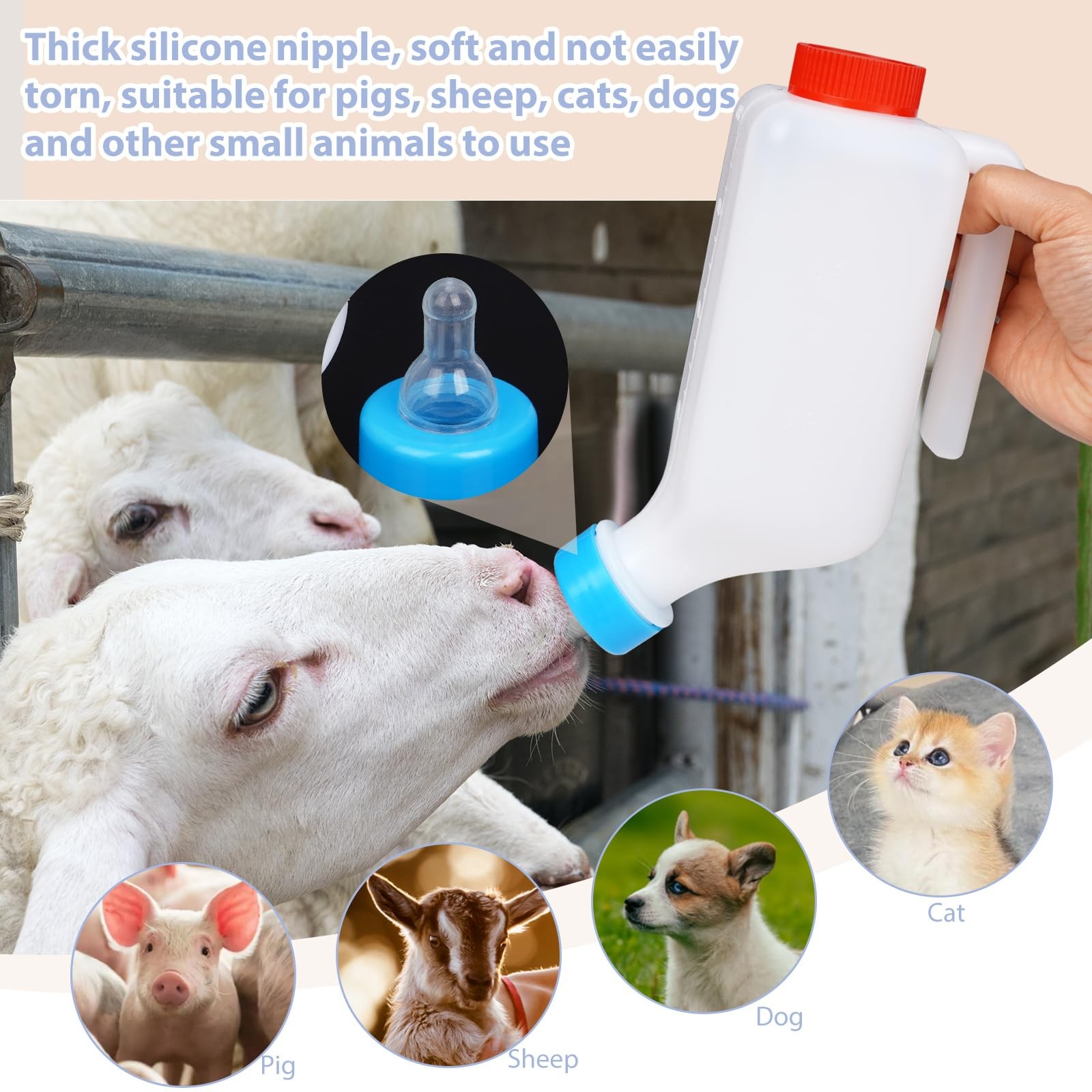 2 Pcs 800ml Lamb Feeding Bottle Thickened Goat Feeder Hang Upside Down Nursing