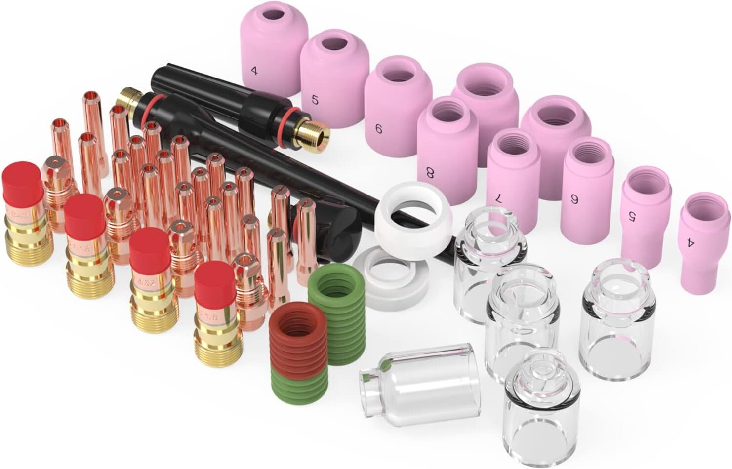 68 Pcs TIG Welding Torch Stubby Gas Lens Pyrex Glass Cup Kit For WP-17/18/26