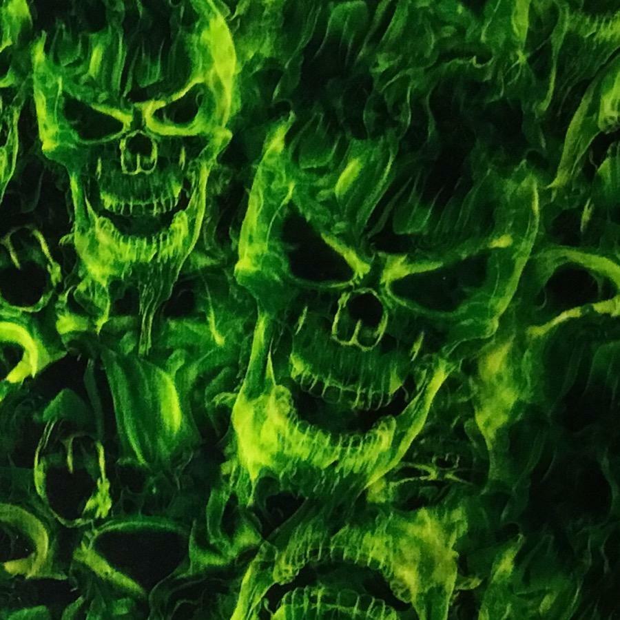 Hydrographic film Green Flaming Skulls hydro dipping 7′ x 20″ hydro dip