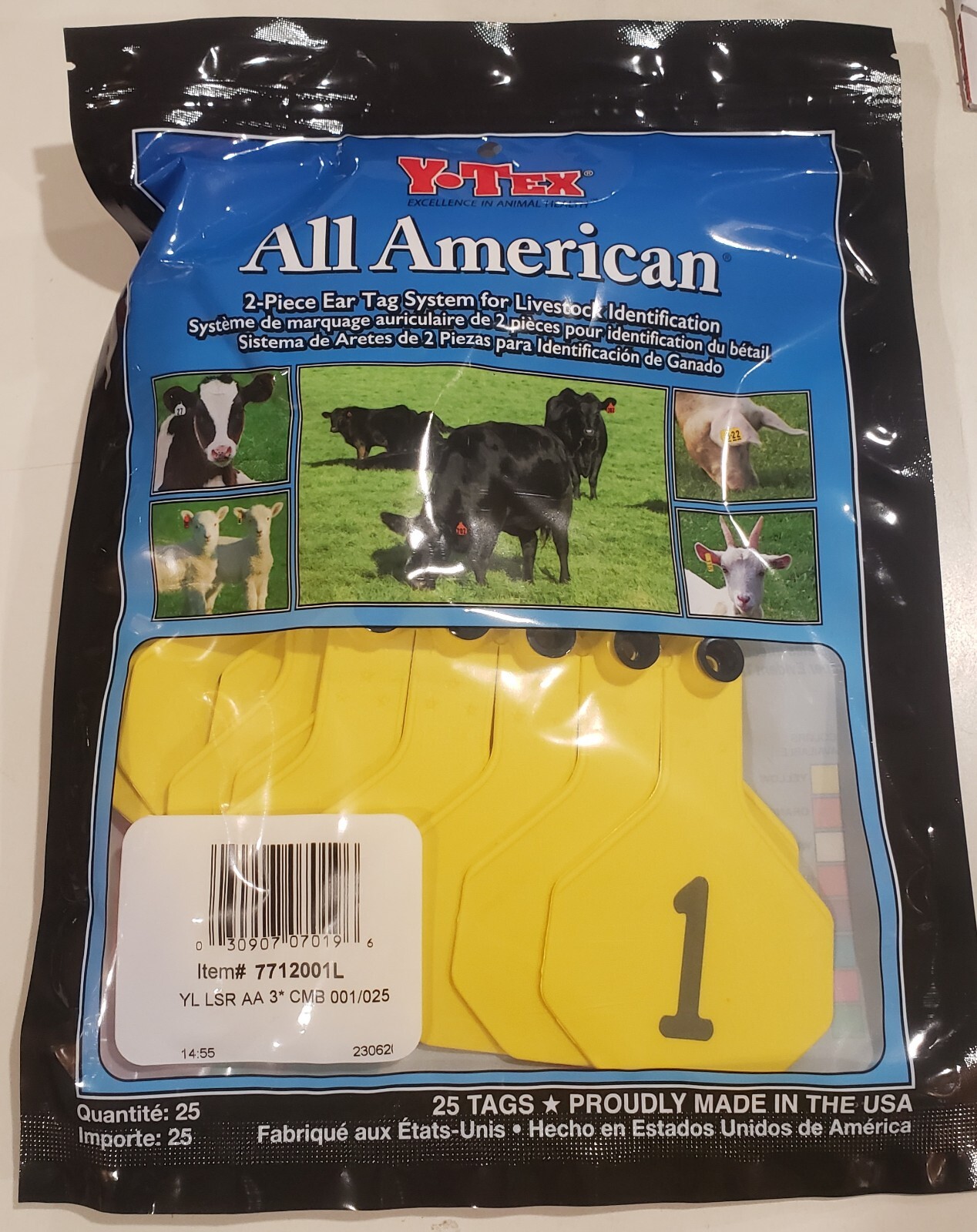 Y-Tex 7712001L 3 Star Medium Cattle Ear Tags Numbers 1-25 ALL AMERICAN