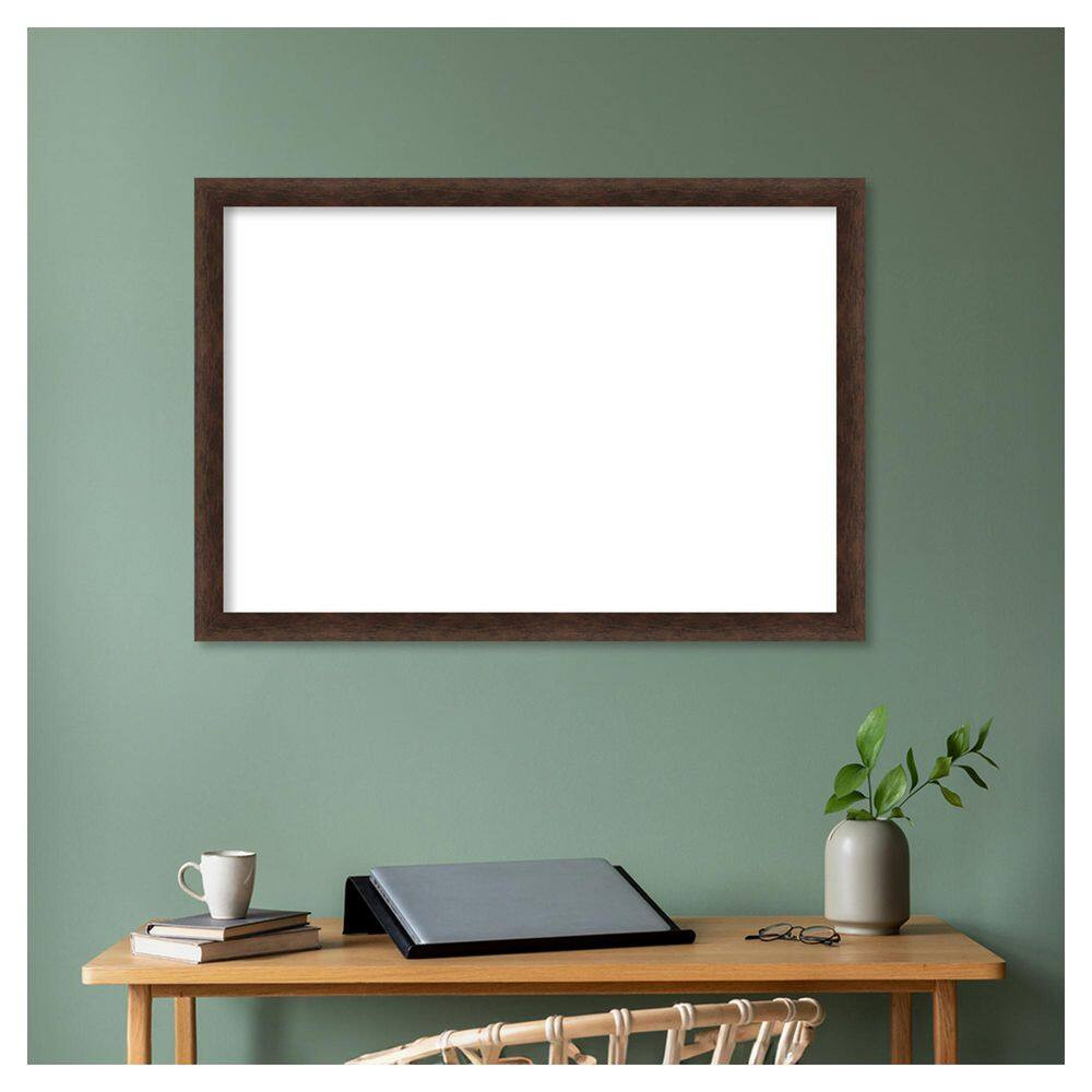 Warm Walnut Narrow 39 In. X 27 In. Wood Framed Dry Erase Magnetic Memo Board