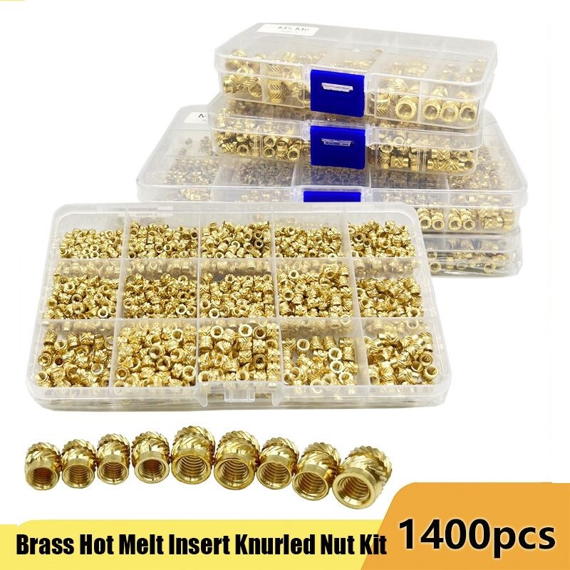Hot Melt Insert Nuts Set Brass Double Twill Thread Heat Molding Embedment Kit
