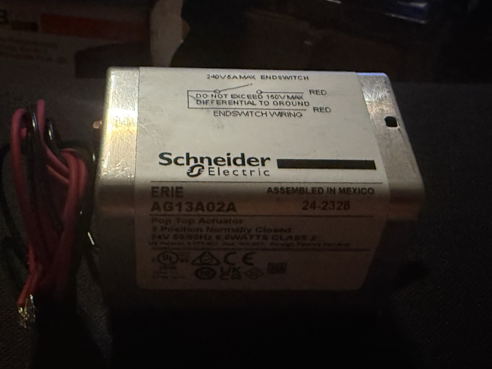 Erie Ag13a02a 24V Normally Closed Actuator w/ 18″ Leads & End Switch