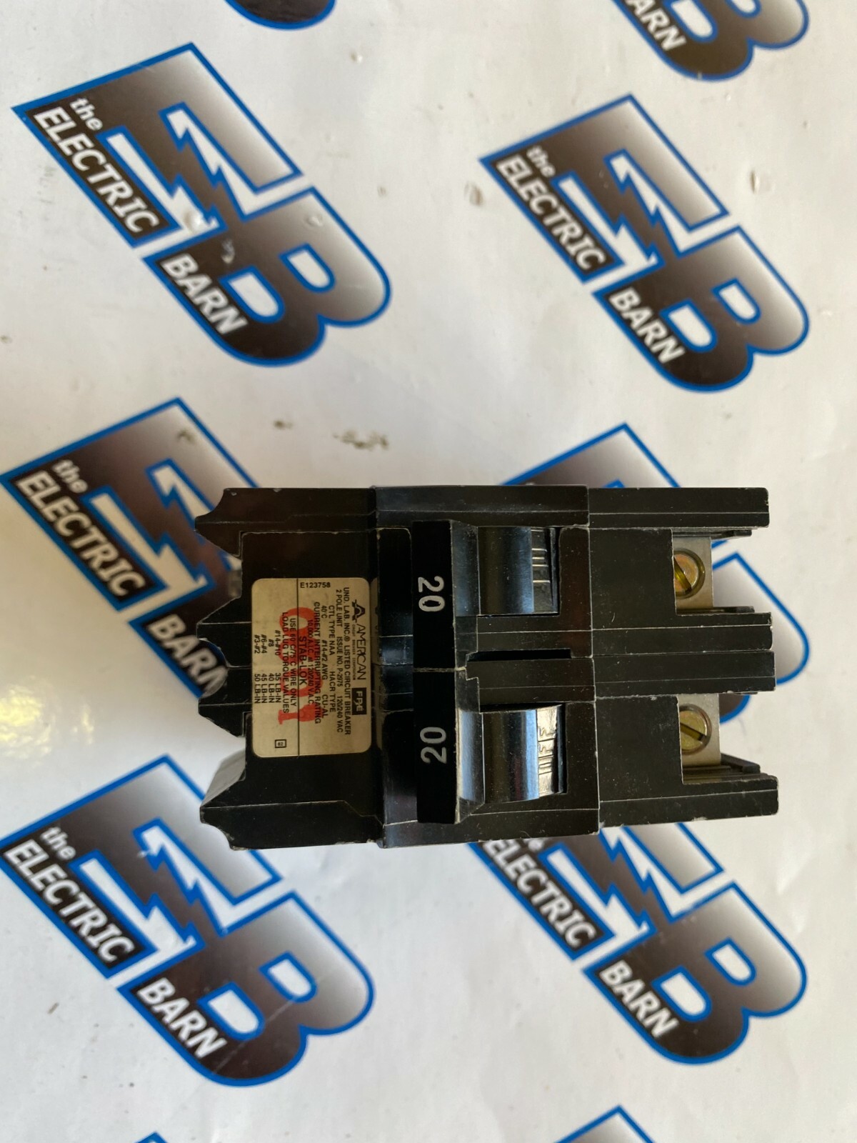American NA220, 20 Amp, 240 Volt, 2 Pole, Circuit Breaker- NEW-S