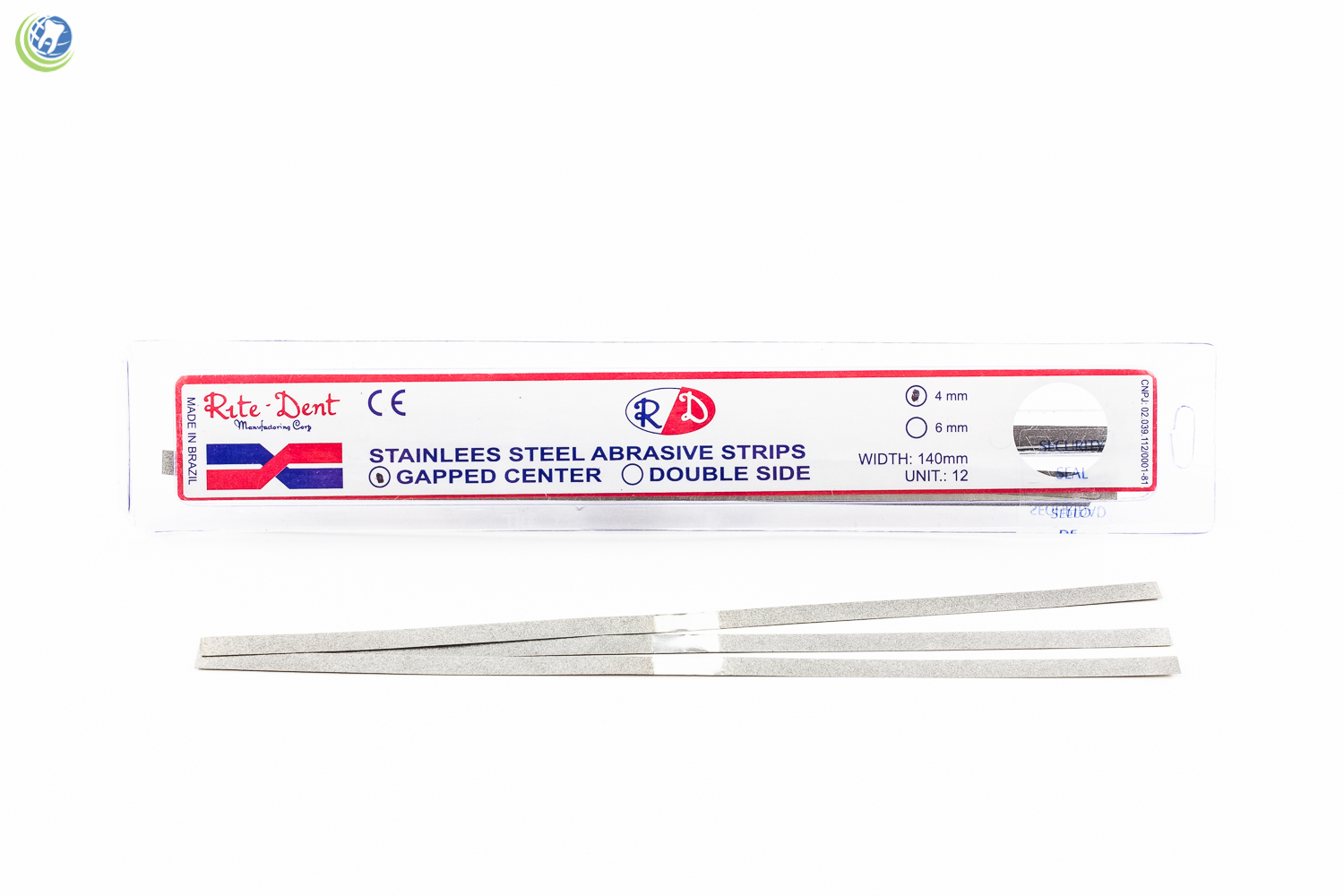 Dental Ortho Stainless Metal Polishing Strips Single Sided 4mm 12 strips per Box