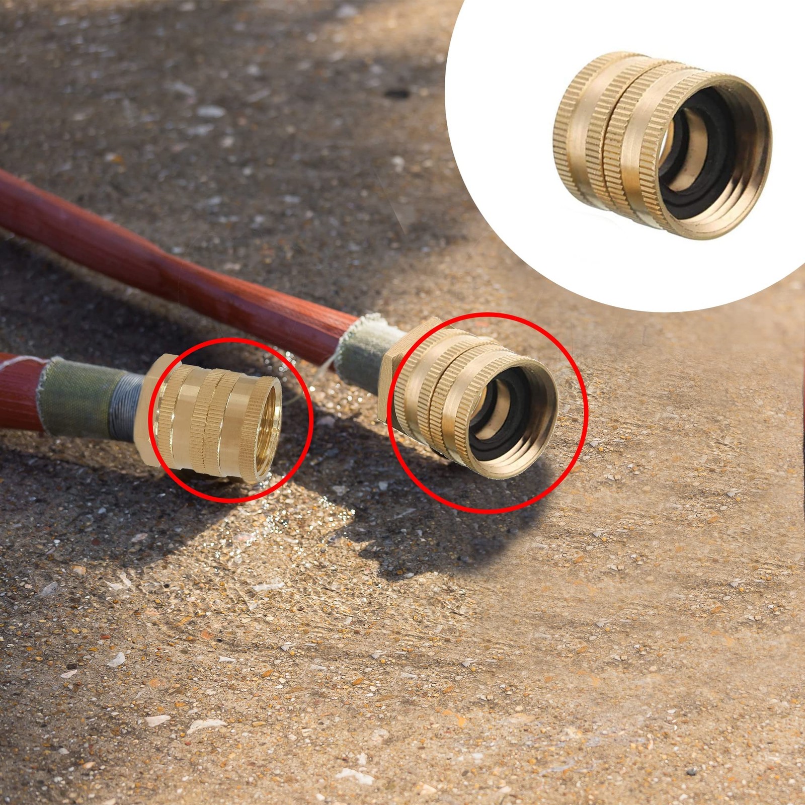 Hourleey Garden Hose Adapter, 3/4 Inch Solid 2 Pack Female to Female, Gold