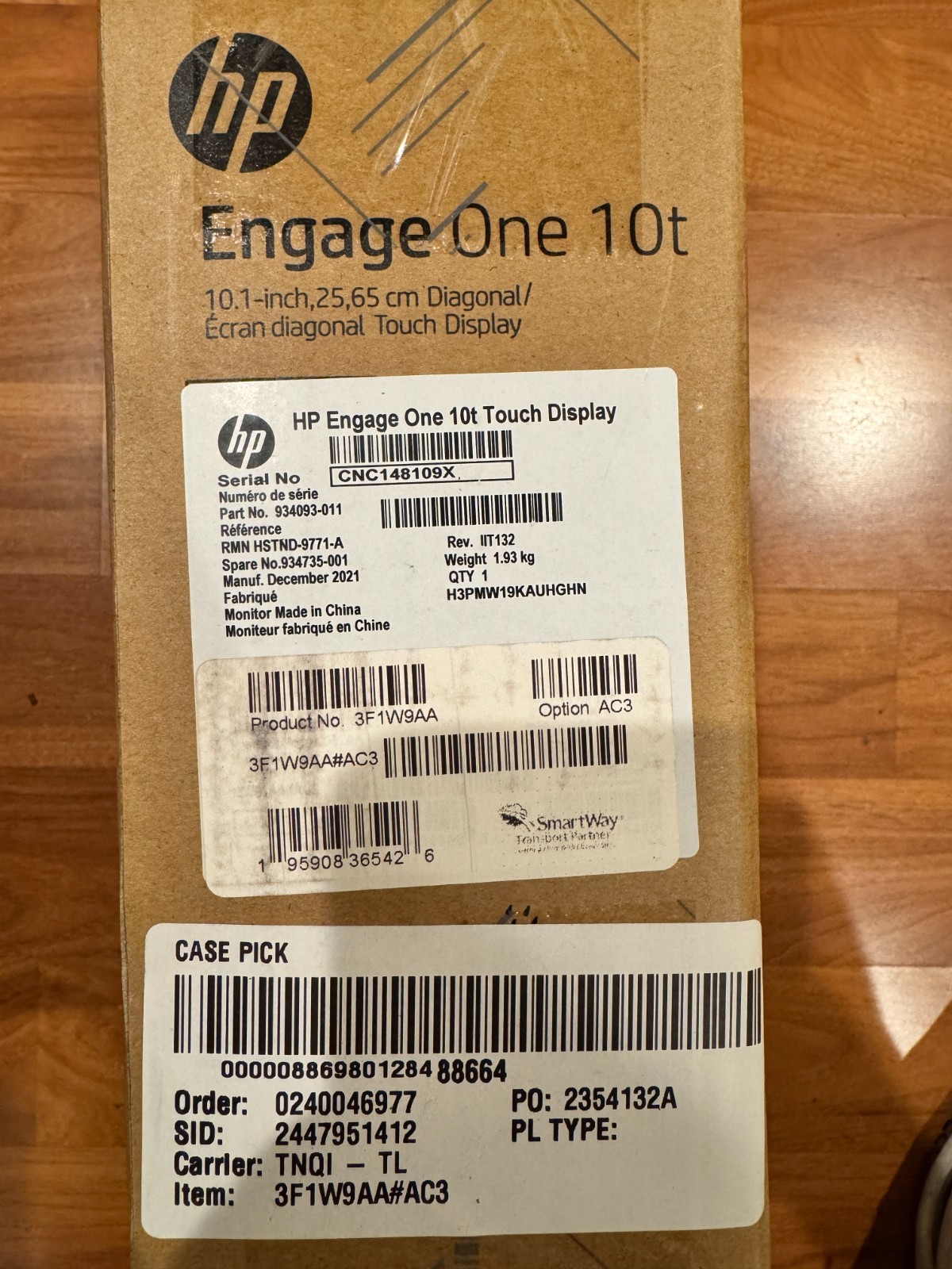 HP Engage One 10t 10.1″ Retail Touch Display 3F1W9AA 934093-011 934735-001